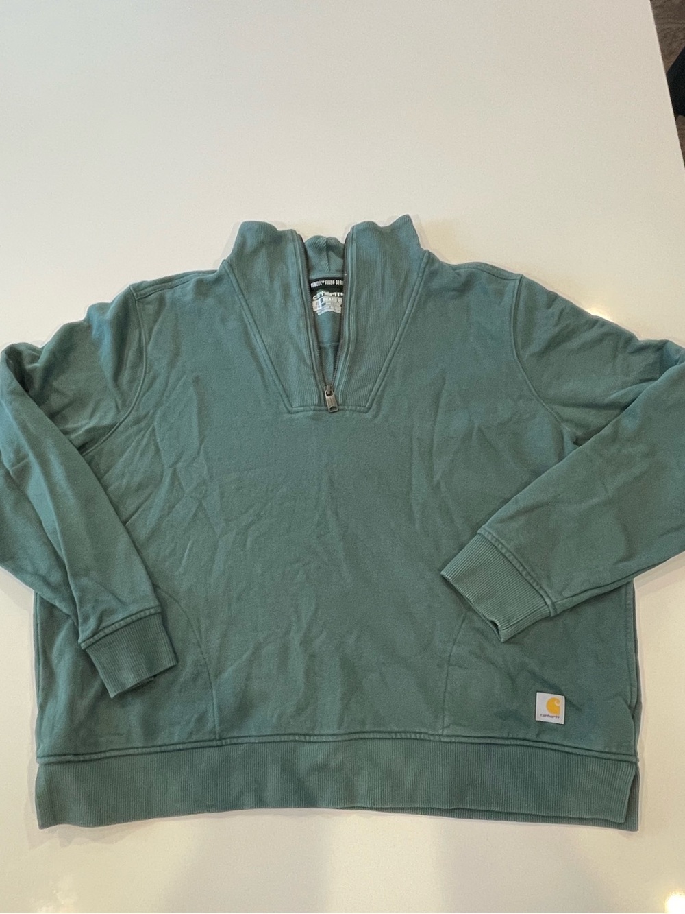 Carhartt Hunter Forest Green Relaxed Fit Quarter Zip Sweatshirt XL 16-18